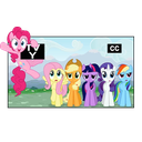 Sticker tagged Twilight Sparkle, Pinkie Pie, Applejack, Rarity, Rainbow Dash, TV Y, CC