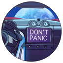 Sticker tagged don't panic, Car, tesla (car)