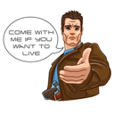 Sticker tagged text:come with me if you want to live