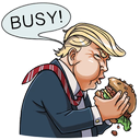 Sticker tagged busy, hamburger