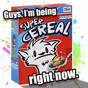 Sticker tagged seriously, cereal