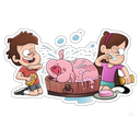 Sticker tagged dipper pines, mable pines, washing, soap, sponge