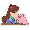 Sticker tagged pecking, mable pines, kiss, peck